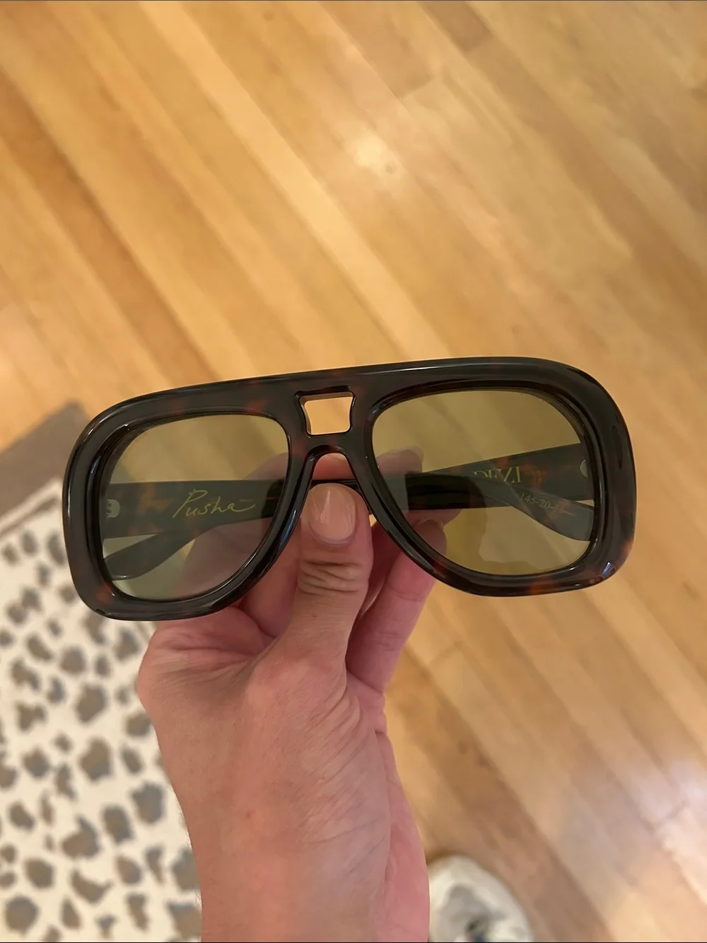 DEZI Tortoiseshell Frame with Green Lenses Men's Sunglasses